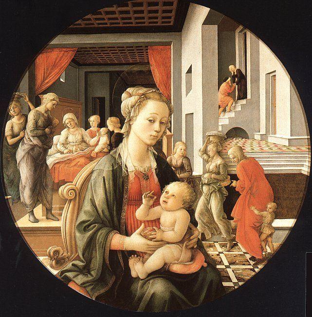 Fra Filippo Lippi Madonna and Child with Stories from the Life of St.Anne oil painting picture